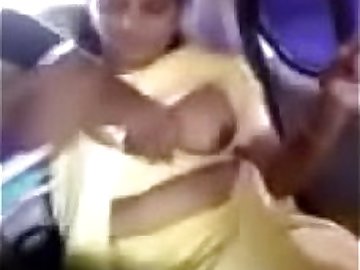 mallu aunty boob show in car short video